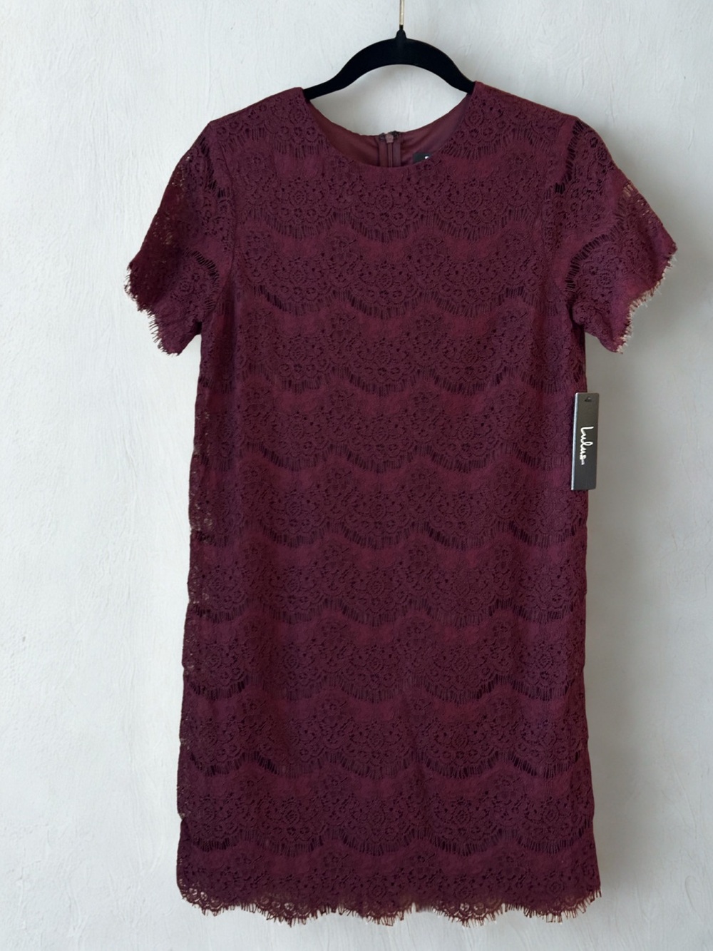 NWT Lulus Take Me to Brunch Burgundy Lace Shift Dress Small